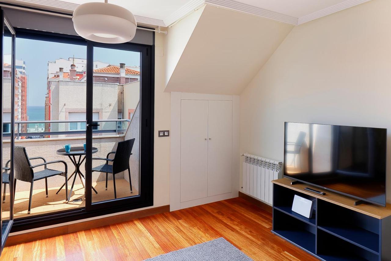 Atico Con Terraza, Vistas Al Mar Y Parking En Playa De S Lorenzo Gijón Eksteriør bilde